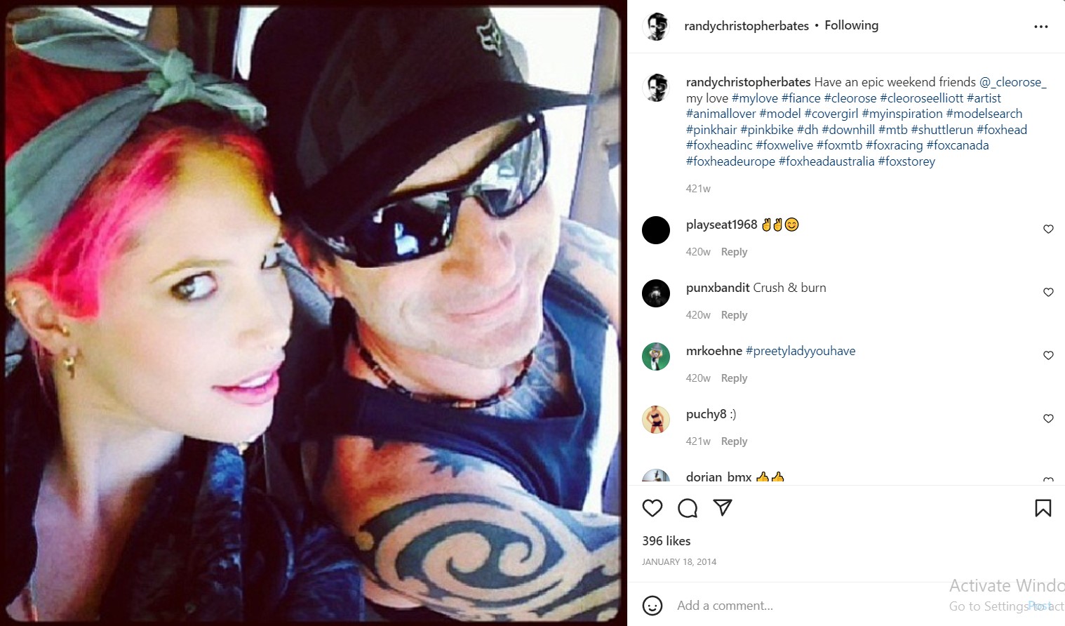 Randy Christopher Bates mentions Cleo Rose Elliott as his fiance.