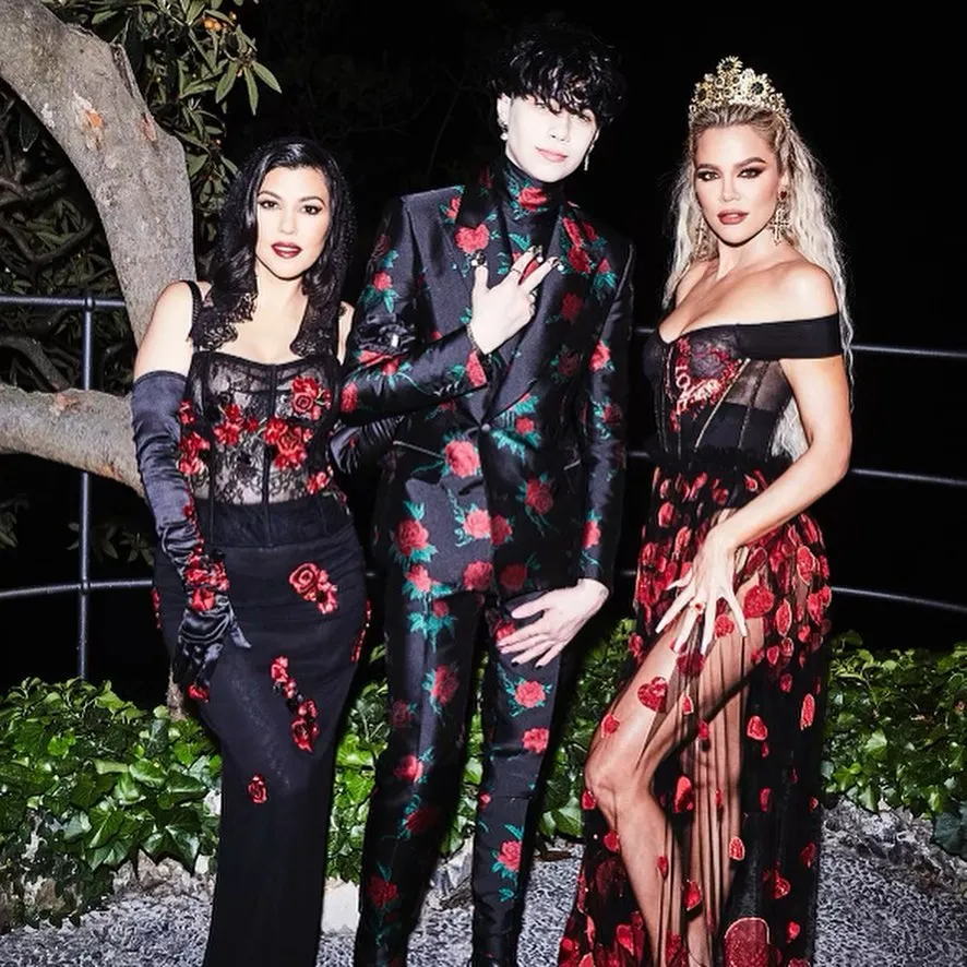 Landon Barker with his step-mother, Kourtney Kardashian Barker, and her sister, Khloé Kardashian