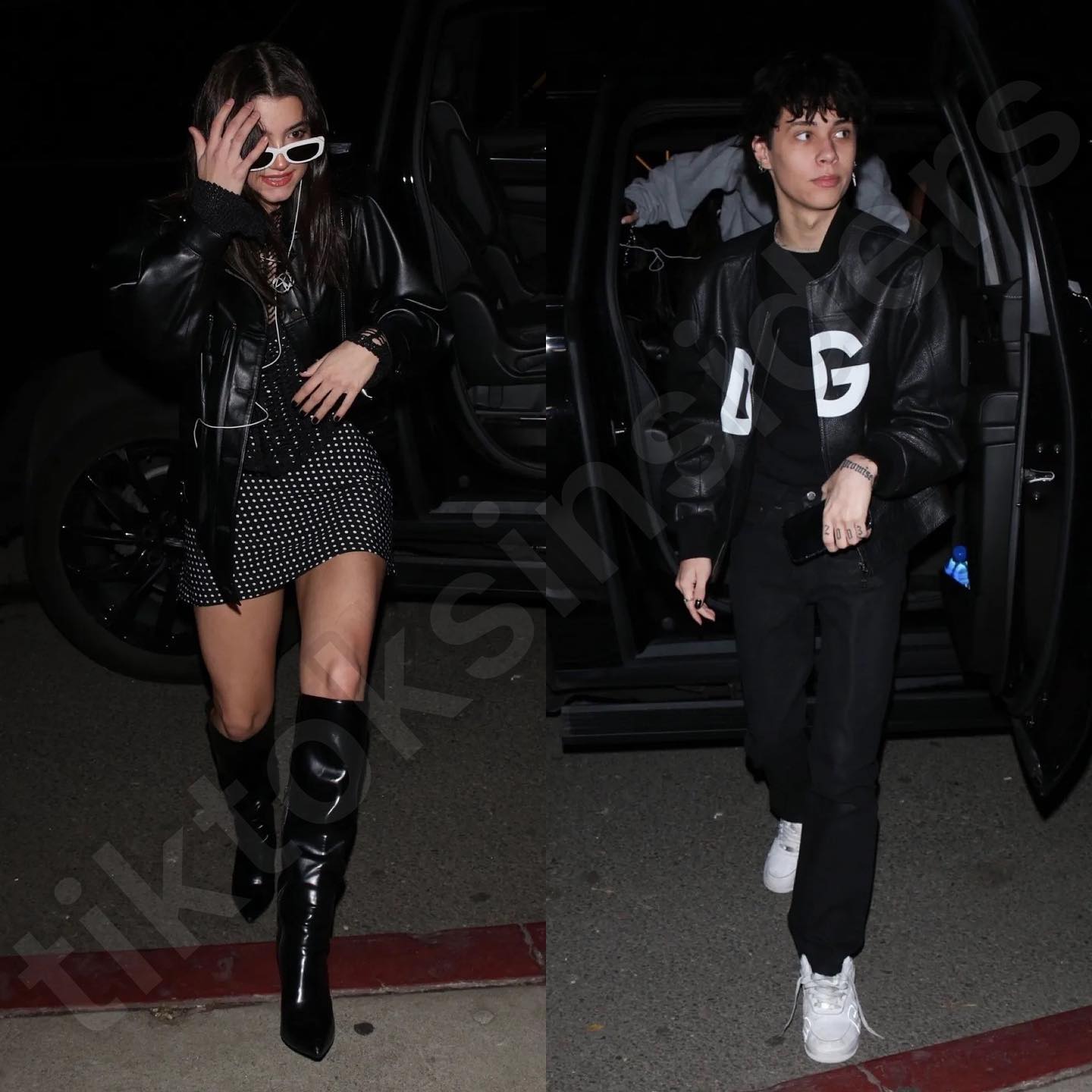 Landon Barker with his now-former girlfriend, Charli D'Amelio, during a dinner date