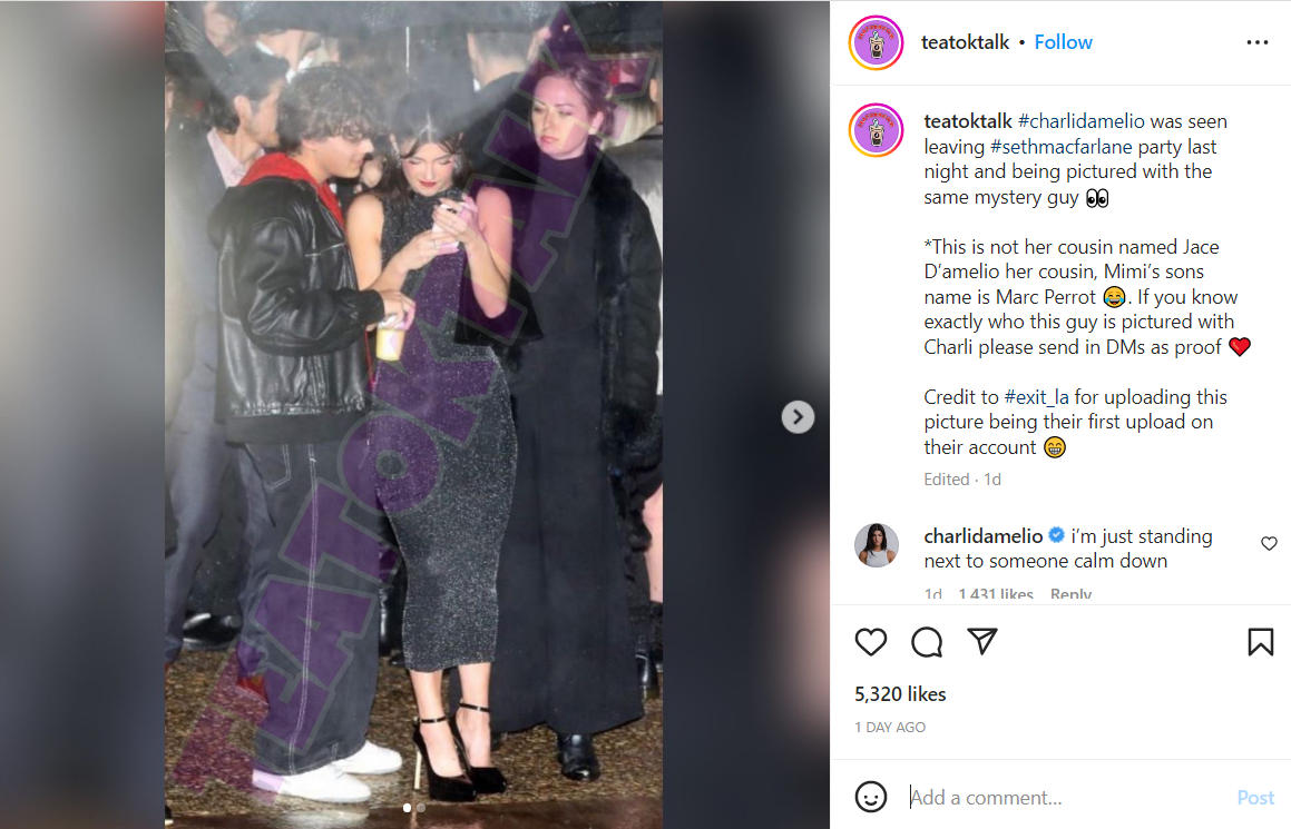 Charli D'Amelio denied the rumors.