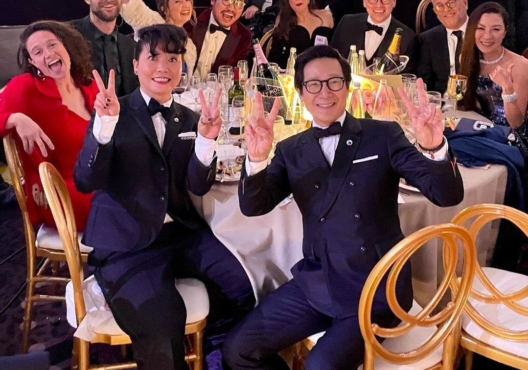 Ke Huy Quan and his wife Echo Quan at an event.