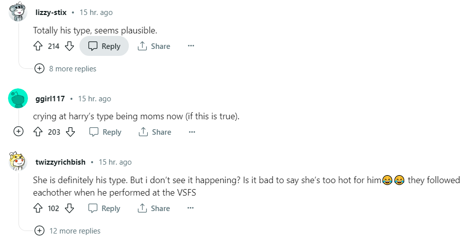 Fans' reaction to the potential romance between Harry Styles and Candice Swanepoel.
