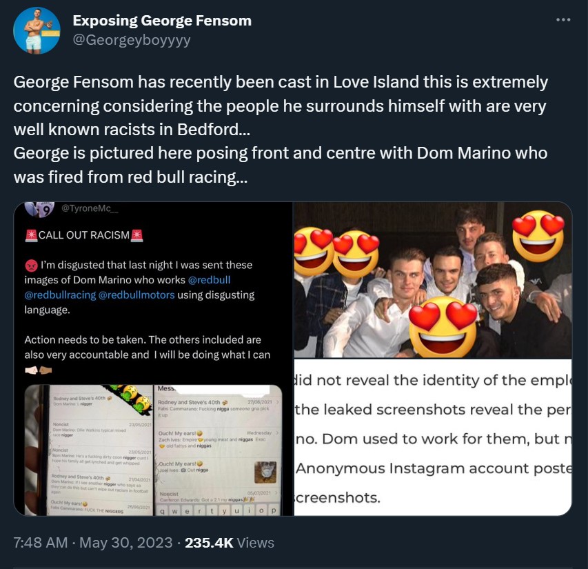 George Fensom was photographed alongside racist Dom Marino.