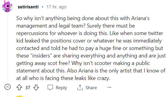 Fans expressed their concern after Ariana Grande's public call-out to people leaking her unreleased music.