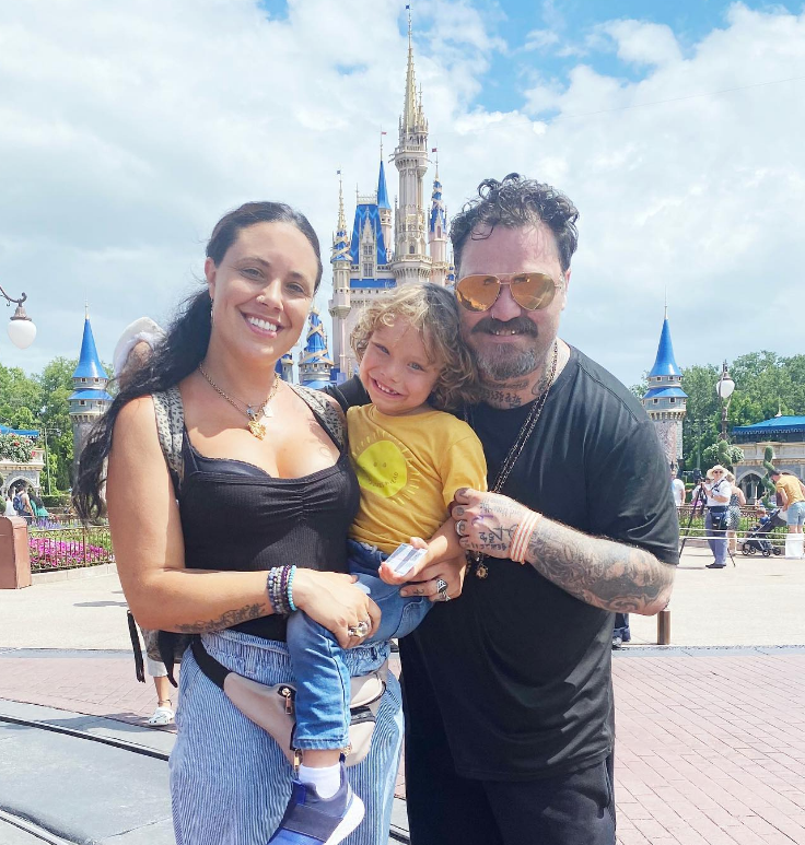 Bam Margera with his wife Nikki Boyd and their son.
