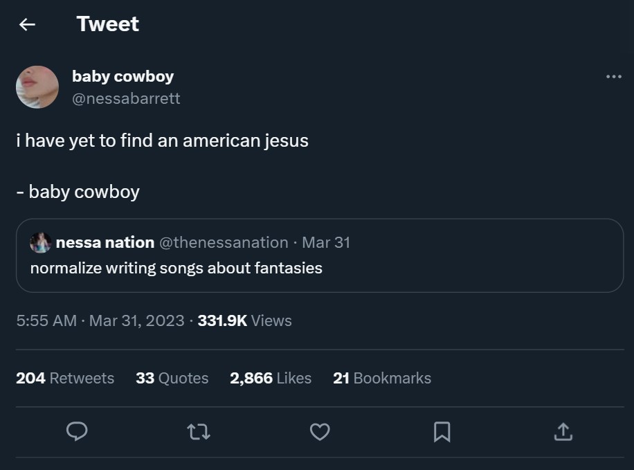 Nessa Barrett clarified American Jesus is not about Jaden Hossler.