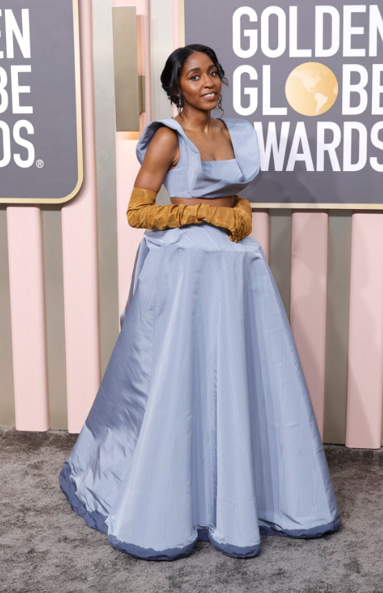 Ayo Edebiri’s Golden Globes 2023 look. 
