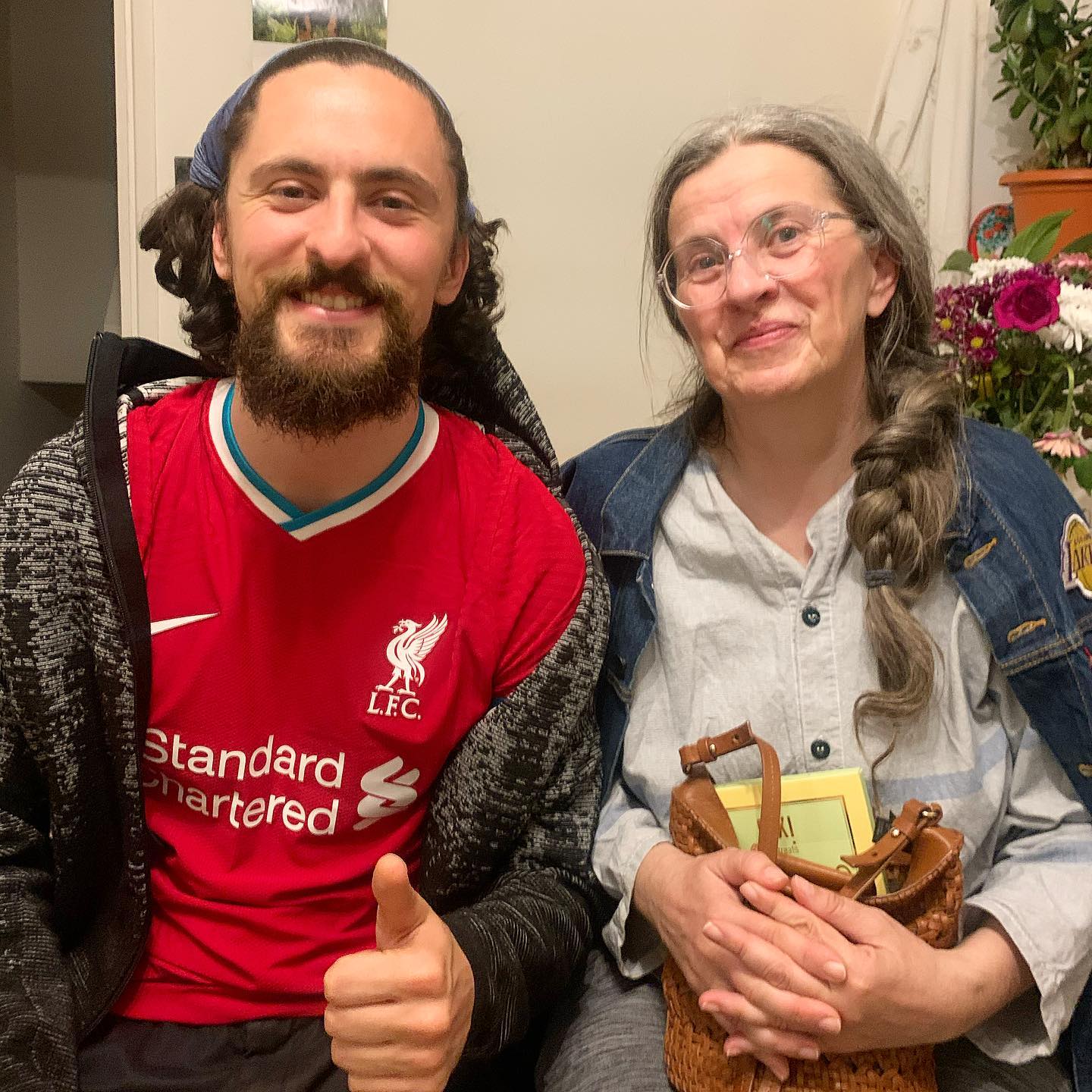 David Vujanic with his mother.