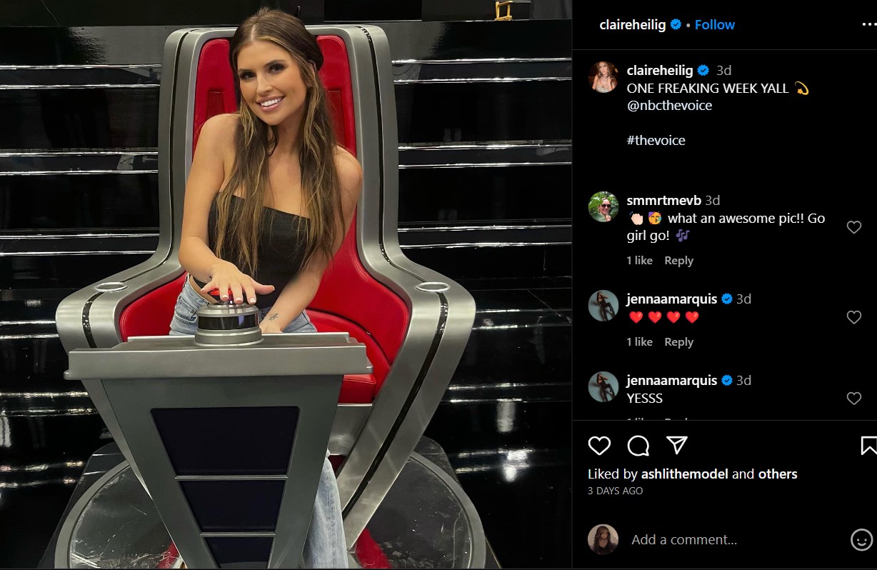 Claire Heilig announced her participation in 'The Voice'. 