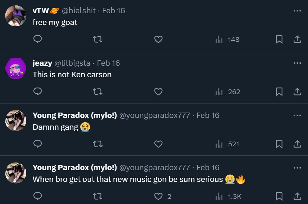 Fans' responses to BabyTron's arrest.