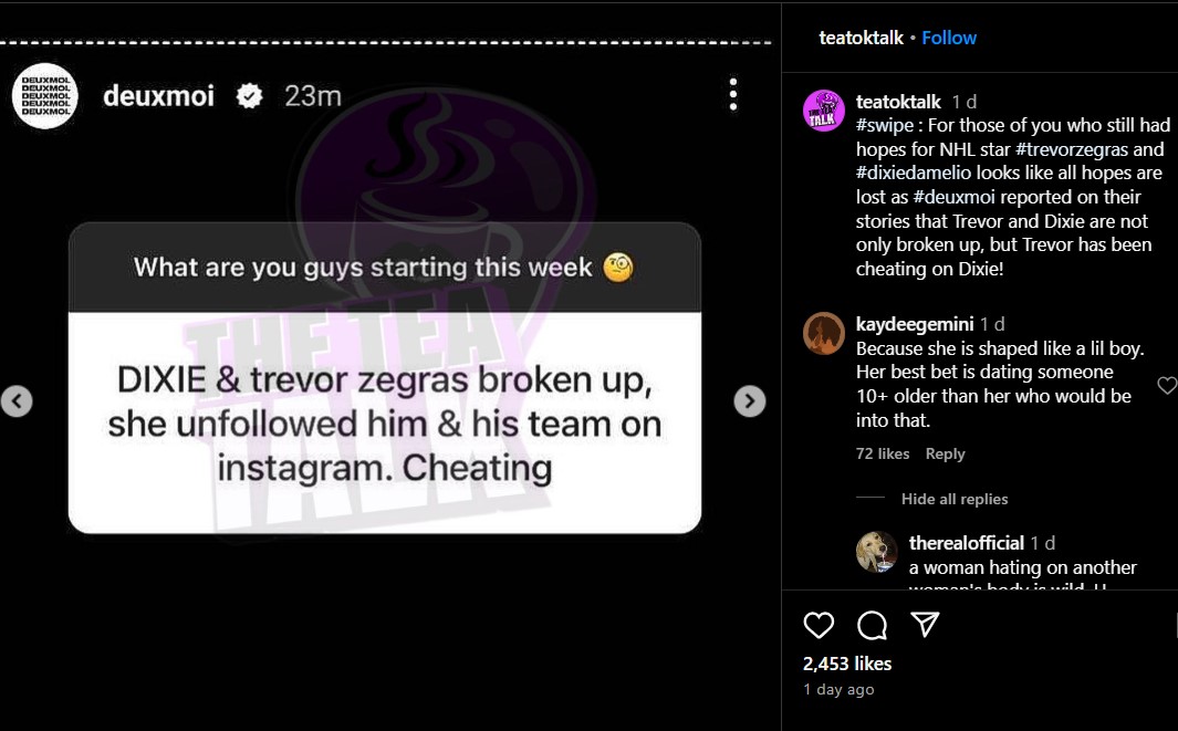 Dixie D’Amelio and Trevor Zegras have reportedly broken up. 