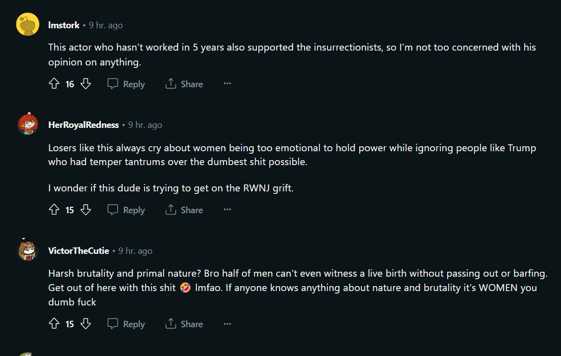 Fans' response to David Sutcliffe's stance on women's voting rights.