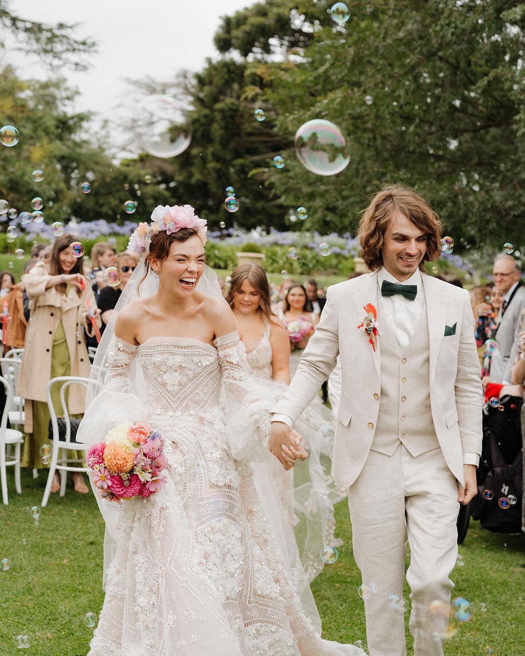 Chloe Hayden and her husband, Dylan Rohan, on their wedding day.