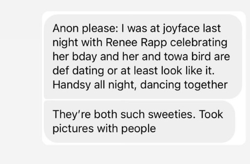 Insider's info on Reneé Rapp and Towa Bird dating