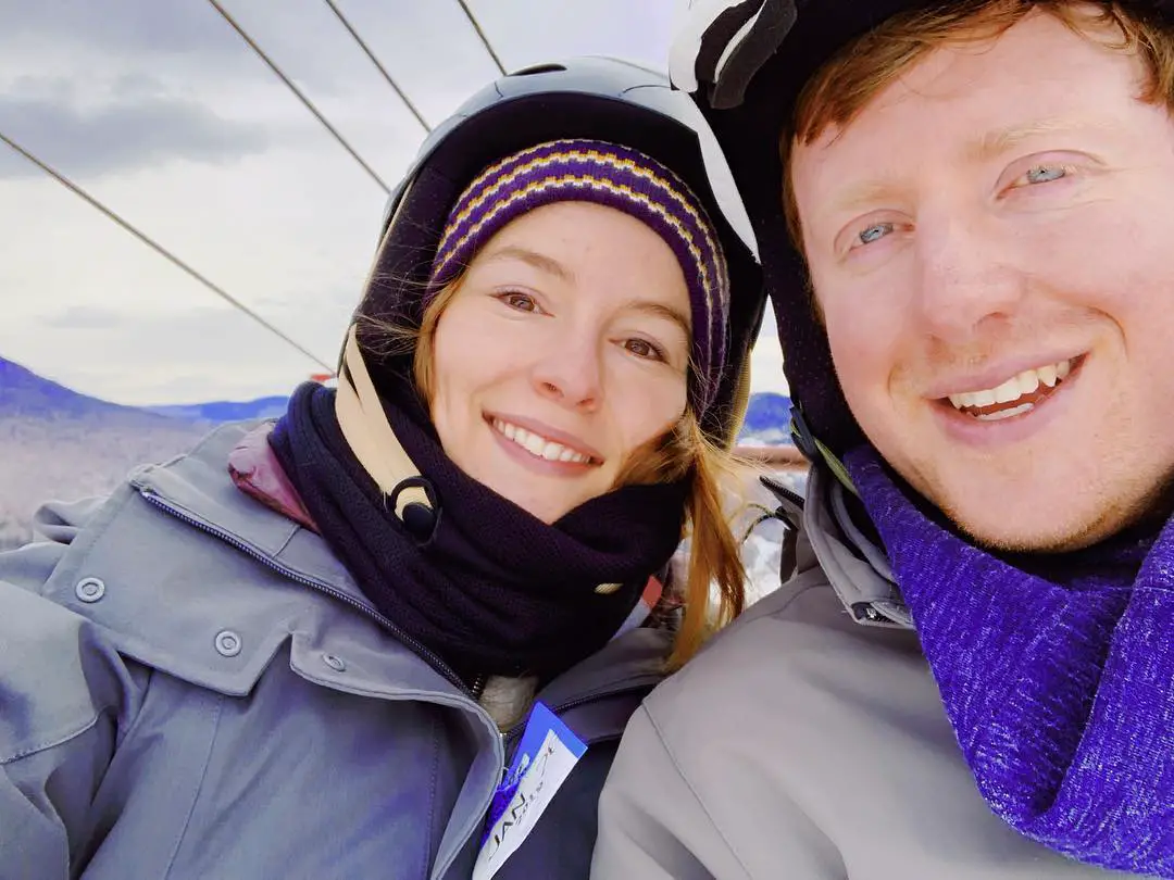 Bridgit Mendler with her husband, Griffin Cleverly, in February 2019