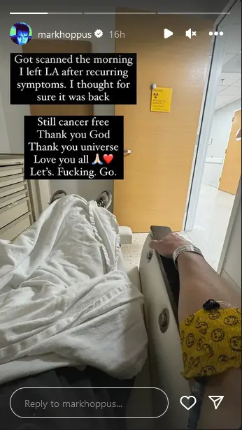Mark Hoppus reveals he is still cancer free despite having recurring symptoms