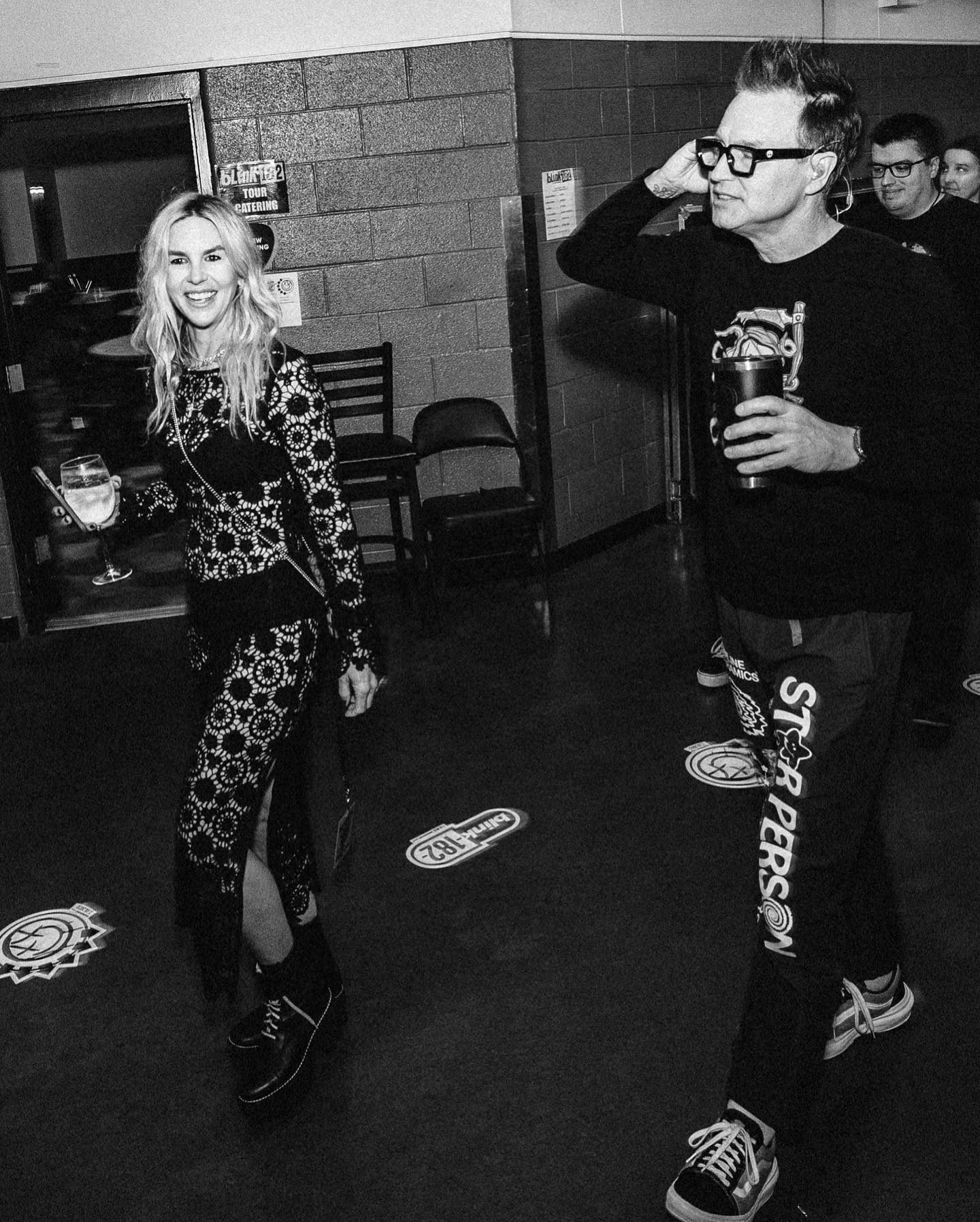 Mark Hoppus with his longtime wife, Skye Hoppus, in July 2023
