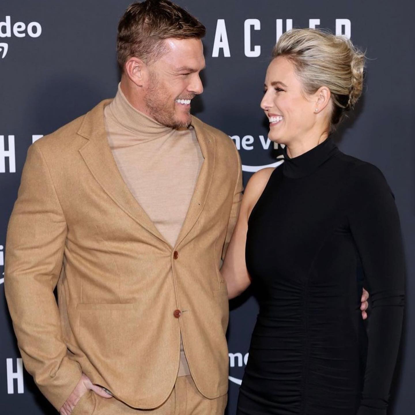 Alan Ritchson and Catherine Ritchson at the premiere of Reacher.