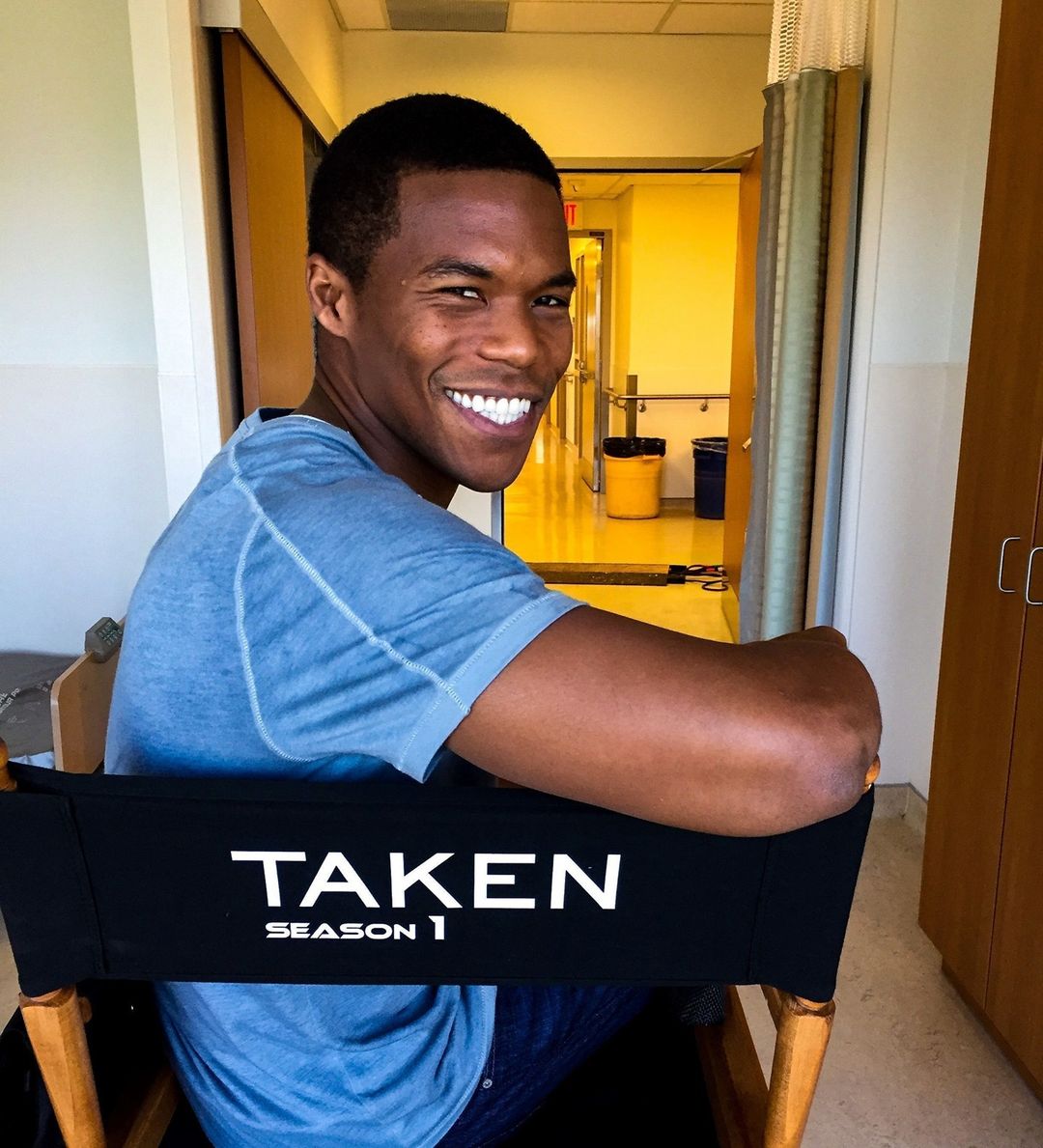 Gaius Charles on the sets of 'Taken.'