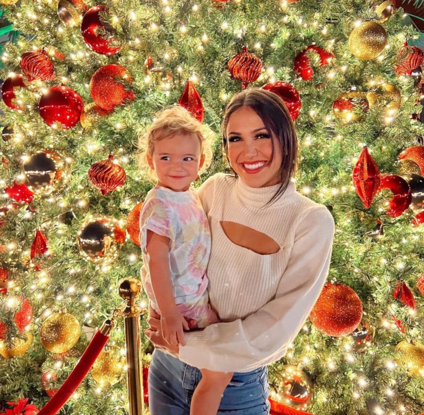 Kat Stickler celebrating Christmas with her daughter MK.