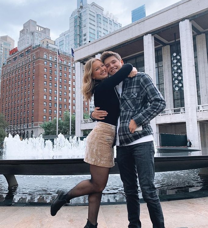 Logan Sharpe with his girlfriend Rose Hinoul at Lincoln Center.