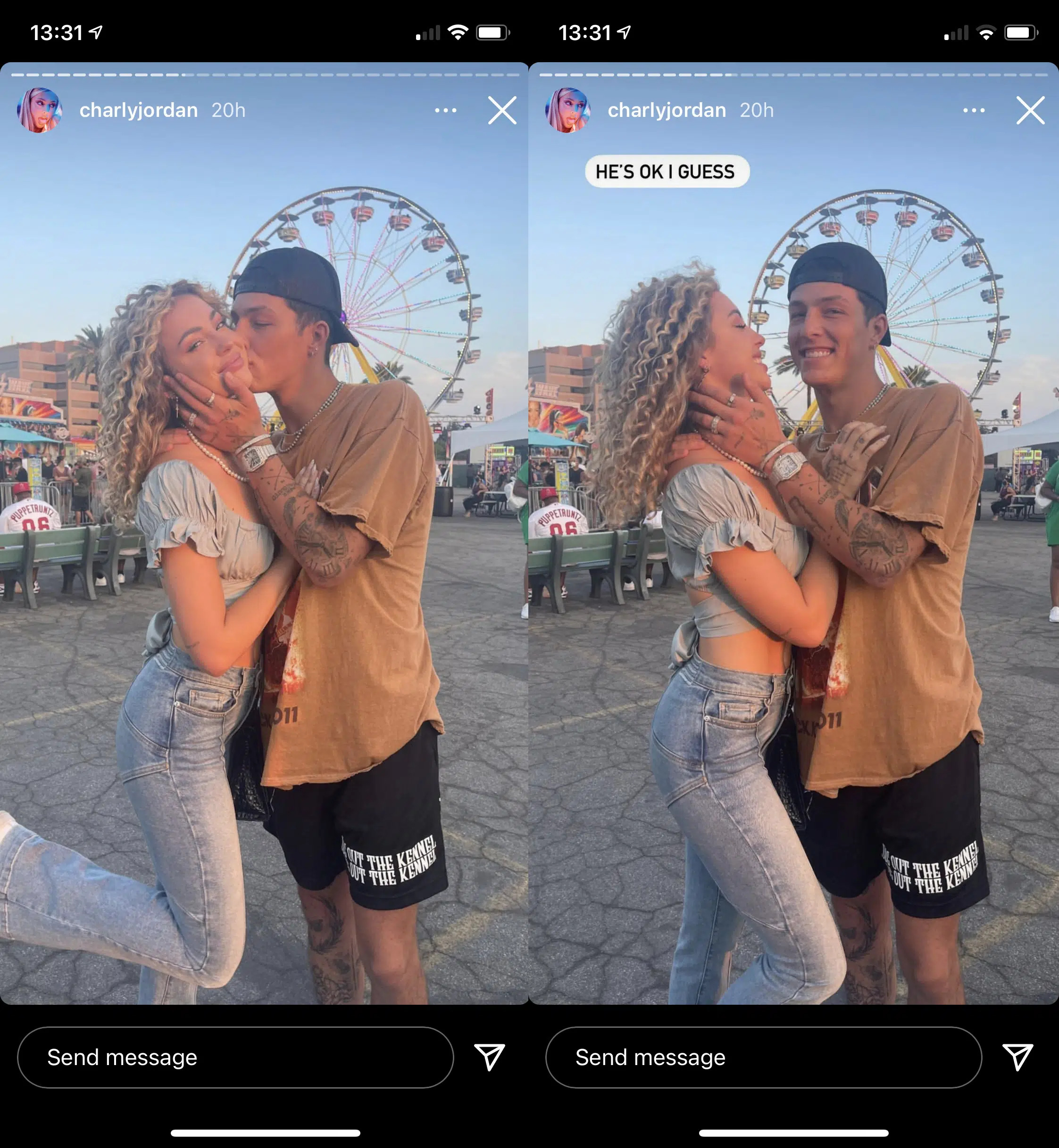 Charly Jordan's Instagram stories with Tayler Holder.