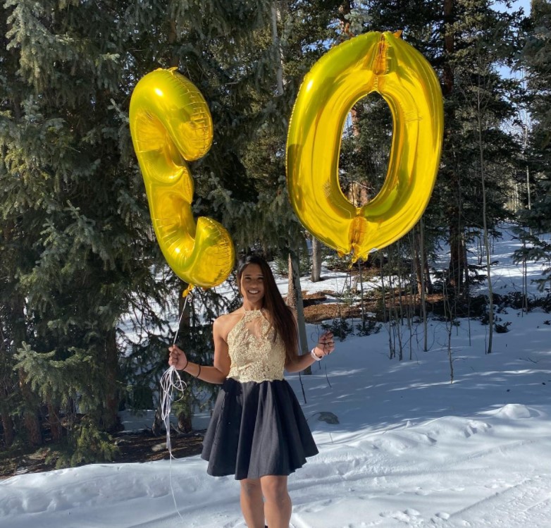 Deepti Vempati celebrating her 30th birthday at Breckenridge, Colorado.