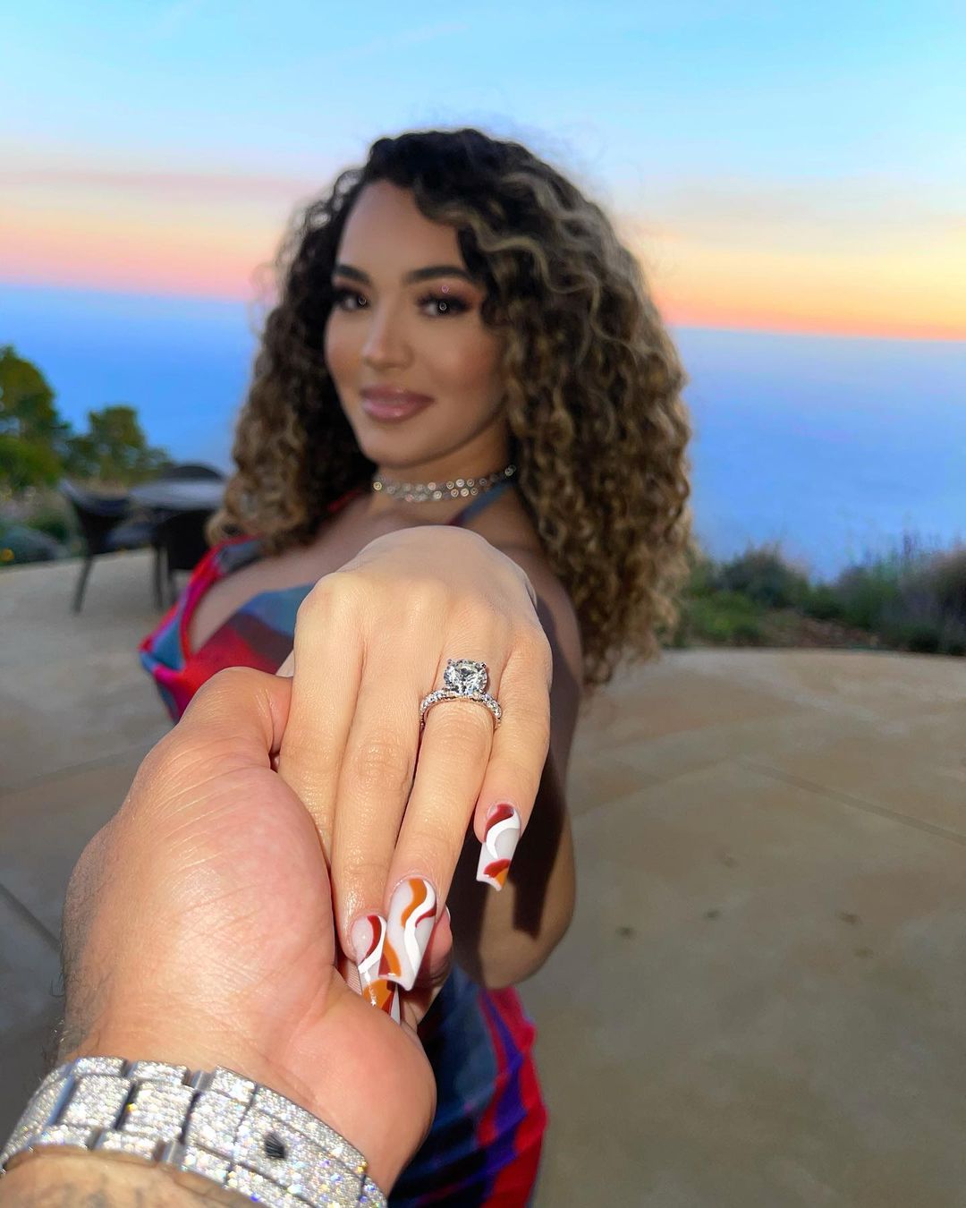 Destiny Rodriguez flaunting her engagement ring