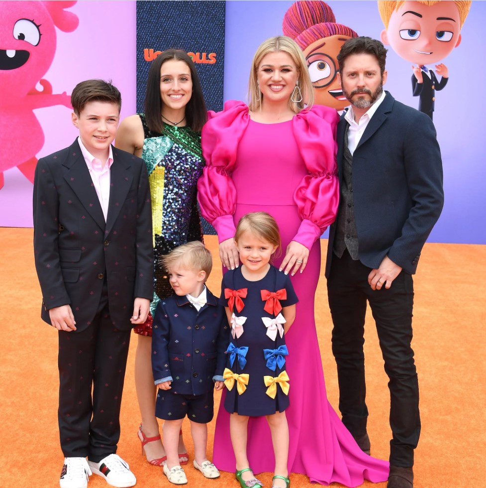 Kelly Clarkson and ex-husband Brandon Blackstock with their children, including Brandon's two from previous marriage