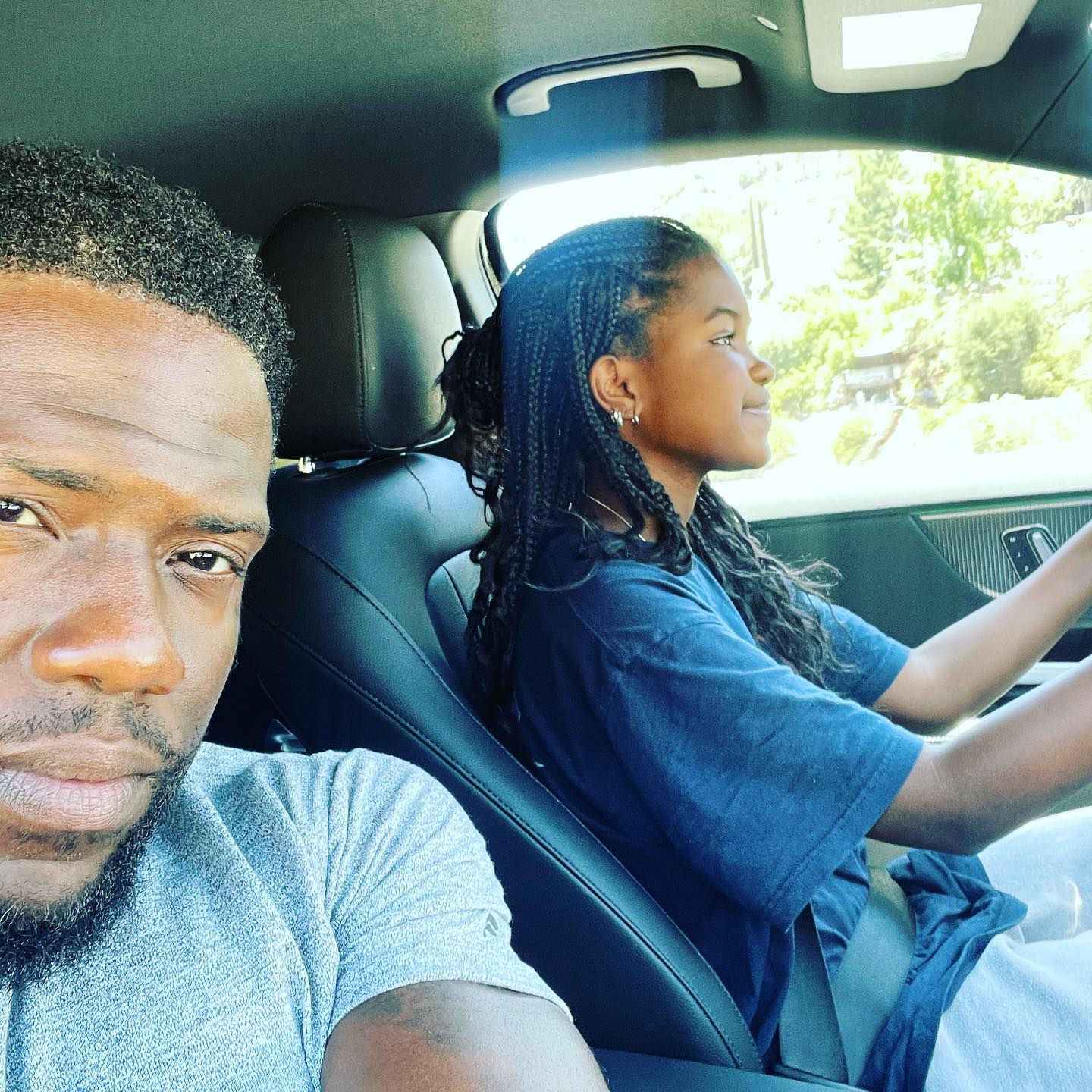 Kevin Hart giving driving lessons to his eldest daughter Heaven Hart