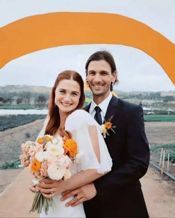 Bonnie Wright and her husband Andrew Lococo at their wedding