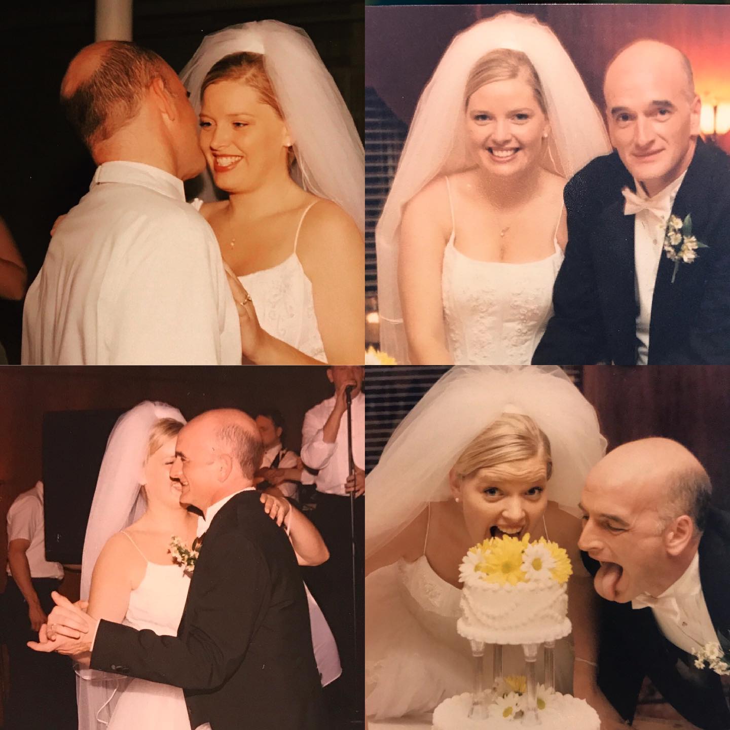 A collage of pictures from Melissa Peterman and her husband John Brady's wedding