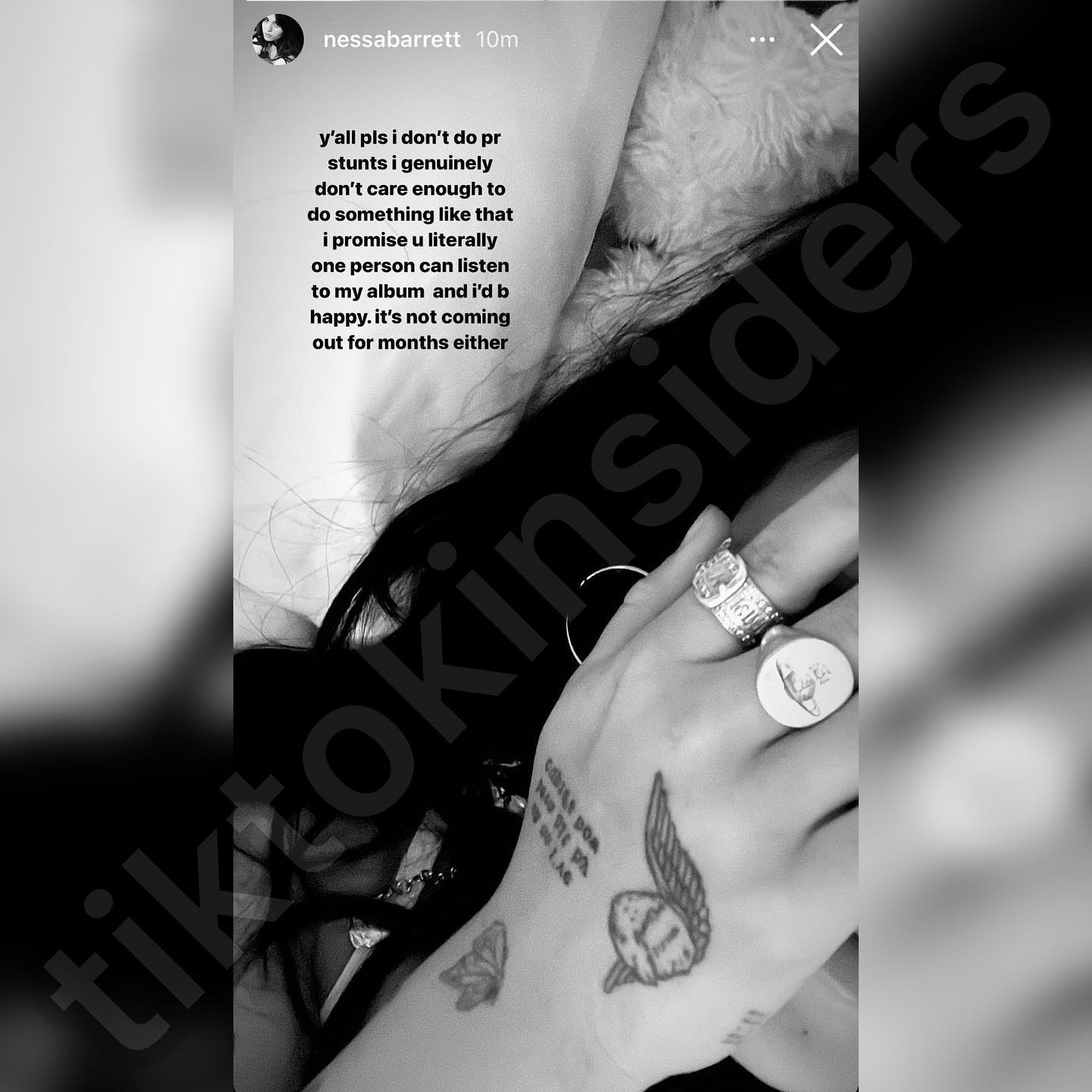 Nessa Barrett's Instagram story mentioned that she didn't unfollow Jaden Hossler for a PR stunt
