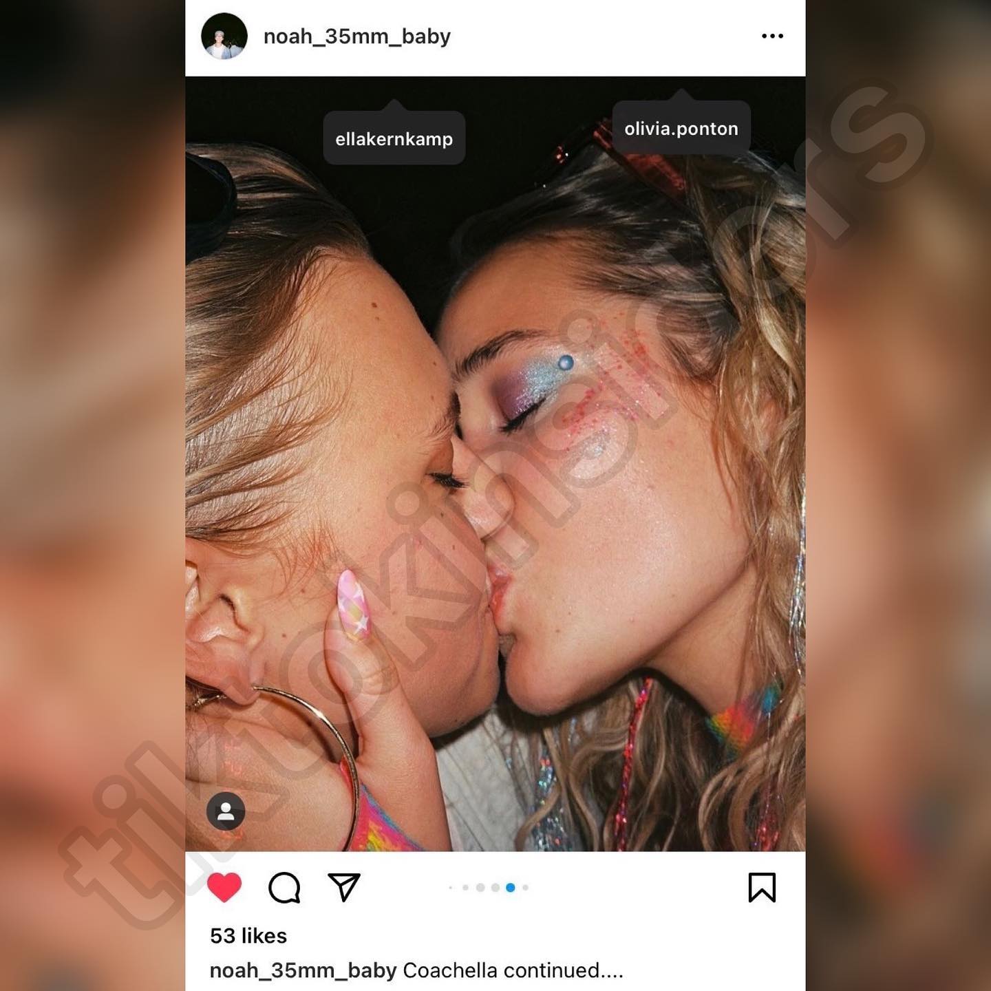 The deleted picture of Olivia Ponton kissing Ella Kernkamp at Coachella 2022