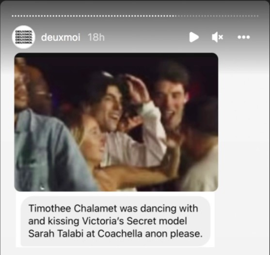 Deuxmoi tipster's claim about Timothée Chalamet kissing Sarah Talabi at Coachella