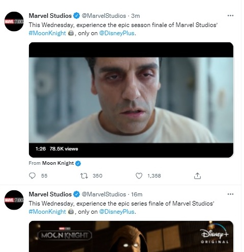 The before and after tweet by Marvel Studios' official Twitter handle