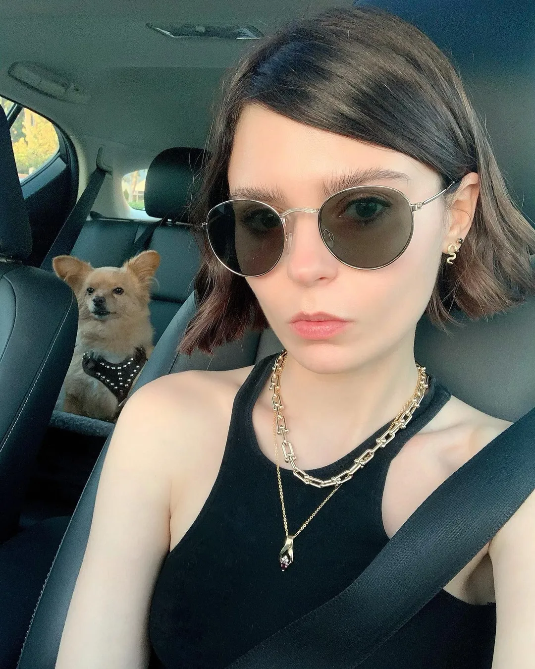 Alexandra Krosney seems single but has the company of her pet dog