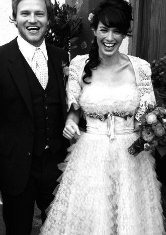 Lena Headey with her ex-husband Peter Loughran during their wedding