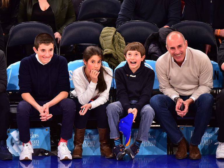 Matt Lauer with his three children at Madison Square Garden in January 2016