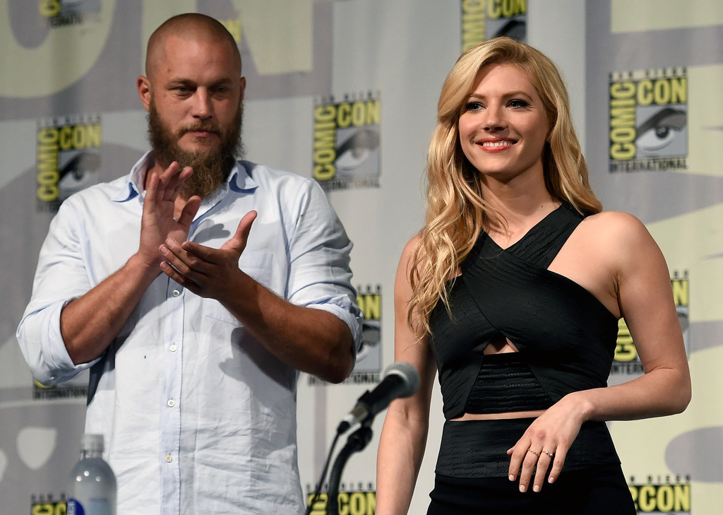 Travis Fimmel with his 'Vikings' co-star Katheryn Winnick at Comic-Con
