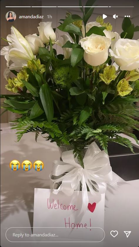 Amanda Diaz allegedly received flowers from her boyfriend Kio Cyr when she arrived home from Spain