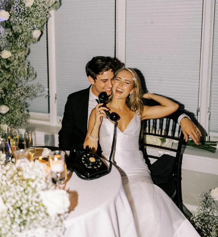 Carson Rowland and his wife, Maris Rowland, during their wedding photoshoot