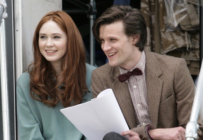 Matt Smith and Karen Gillan on the first day of 'Doctor Who'