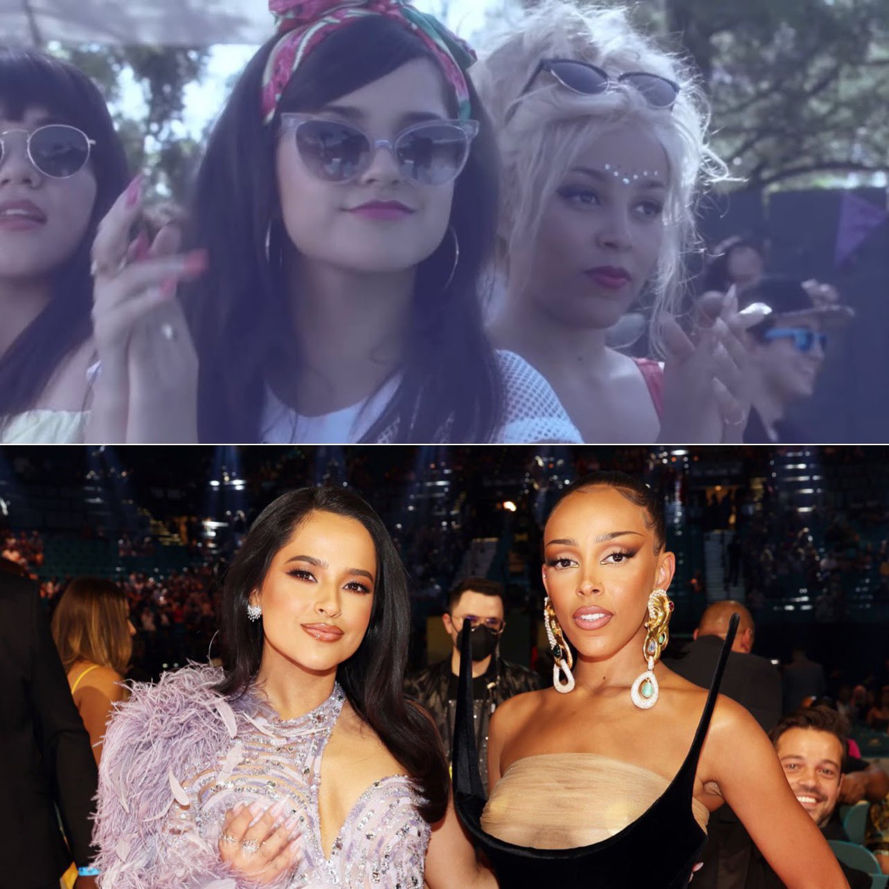 Becky G and Doja Cat in 'Shower' vs. at the 2022 Billboard Music Awards