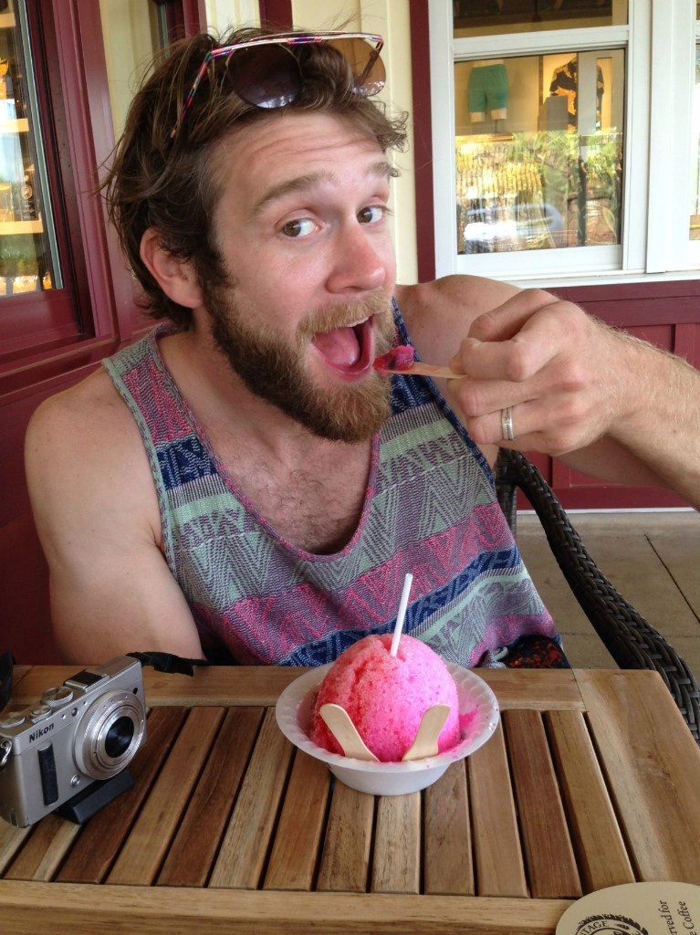 Colby Keller having an ice cream
