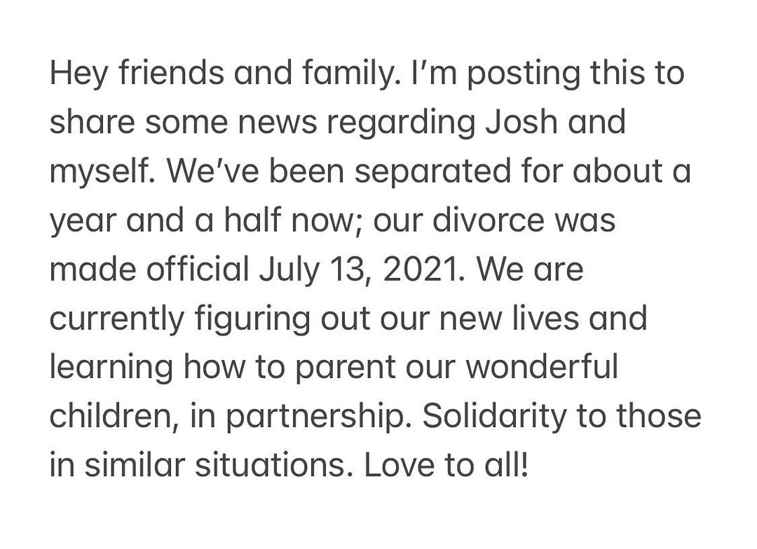 Josh Gates and Hallie Gnatovich have announced their separation via Instagram.