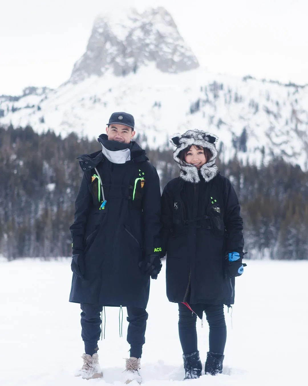 Karen Fukuhara with her boyfriend, Keith Tio, in Mammoth Lakes, California