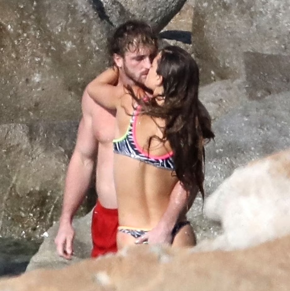 Logan Paul kissing his rumored girlfriend Nina Agdal in Mykonos, Greece