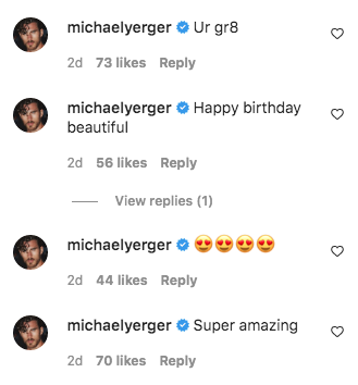 Michael Yerger commented on his girlfriend Daisy Keech's birthday post. 