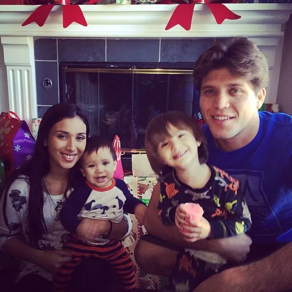 Brian Ortega with his two sons and ex-wife Stephanie Roberts. 